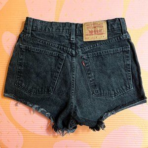 Vintage Levi's 512 Slim Fit Black Cut Off High Waist Jean Shorts Sz XS/26